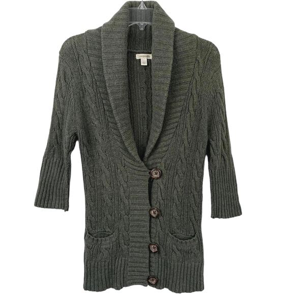 Anthropologie Sweaters - Sarsaparilla Anthropologie Women Sweater Cardigan Cable Knit Angora Green Large